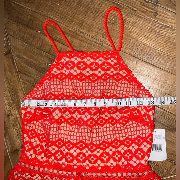 Adelyn Rae Alana Crochet Lace Midi Dress - size small -NWT-mandarin red/stunning - Picture 5 of 16